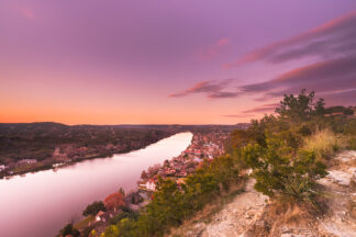 Beautiful twilight was seen from Mount Bonnell along the Colorado River in Austin, Texas.