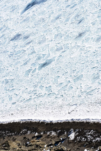 The waves were frozen and created interesting patterns on the surface of the ocean along the coast of Cape Aikappu in Akkeshi, Hokkaido, Japan.
