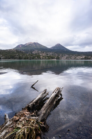 Clouds started covering the peaks of Mt. Meakan and Akan Fuji at Lake Onneto in Hokkaido, Japan.